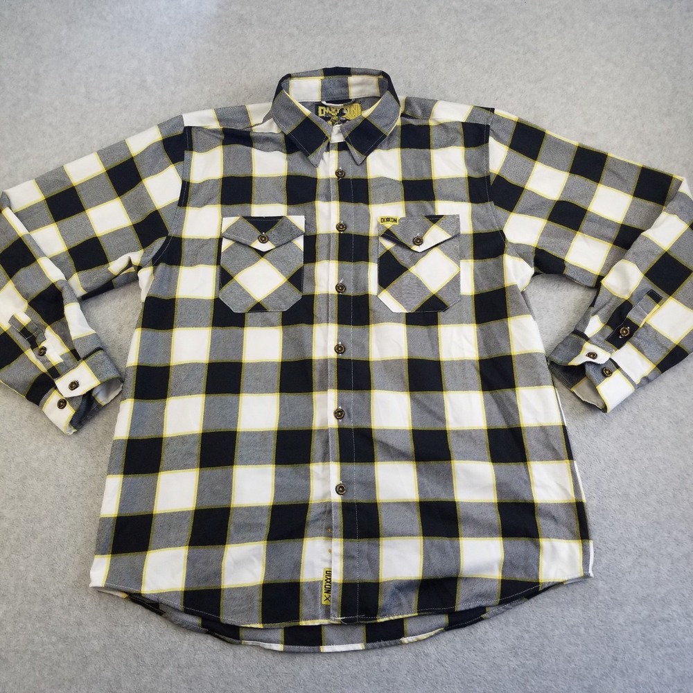 Dixxon Flannel Hurricane Shirt Mens‎ Large Black Yellow Plaid D-Tech Motorcycle